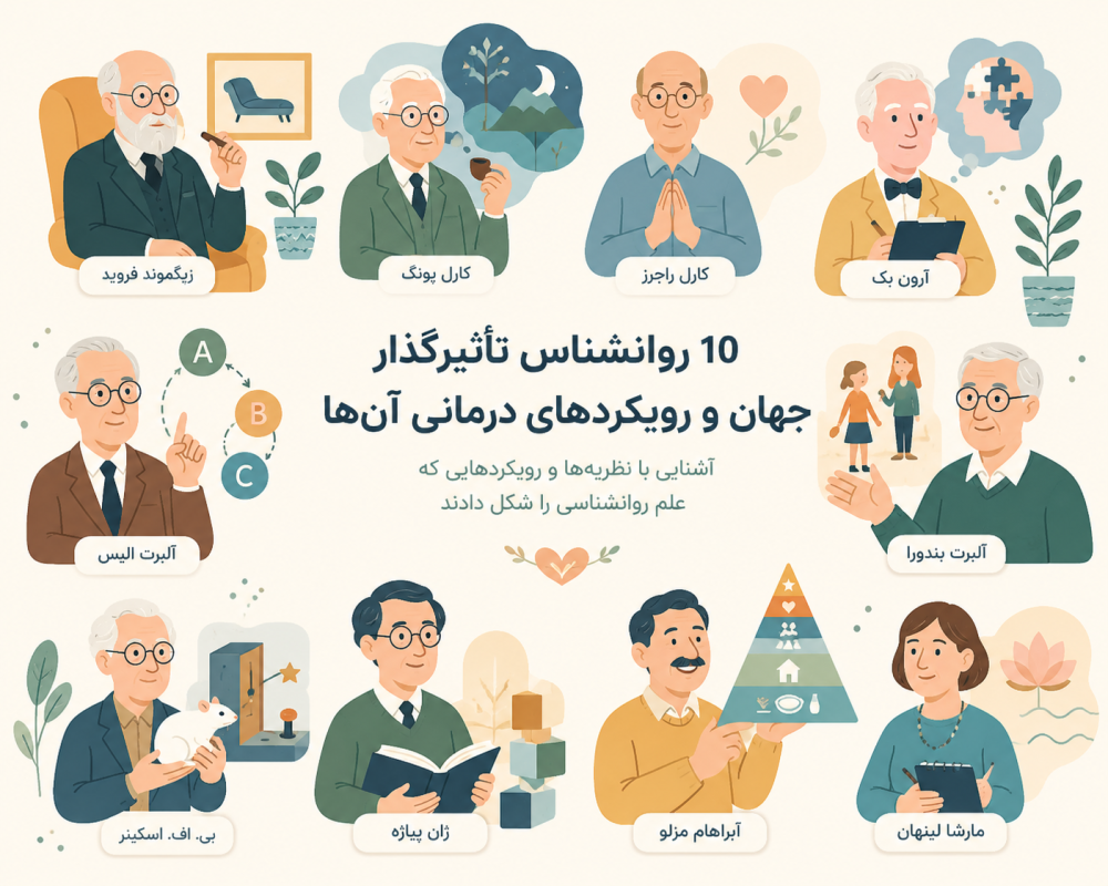 ۱۰ روانشناس تأثیرگذار جهان و رویکردهای درمانی آن‌ها